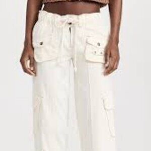 Free People - We The Free  Tahiti Cotton Cargo Pants, Tofu Ivory  Size Women L